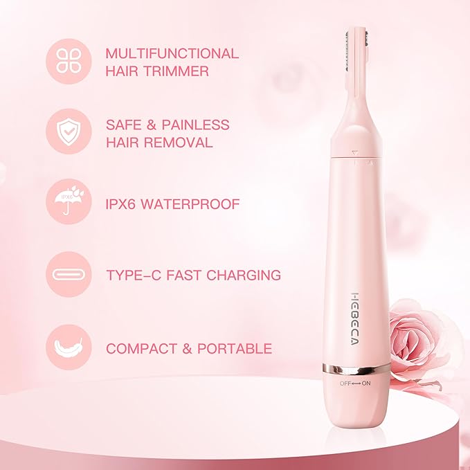 Nose Hair Trimmer for Women 3in1 Electric Eyebrow Trimmer Waterproof Facial Hair Removal Rechargeable Hair Shaver Razor for Nose Ear Eyebrow Peach-Fuzz Lips Chin FT3001 Pink (Pink)