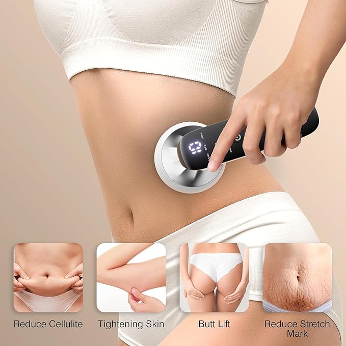 Cellulite Massager Tool Body Sculpting Machine 4 in 1 Body Sculpting Tool with Heating Skin TighteningCordless Electric Handle Massager Cellulite Remover for BellyWaistArmsLegsetc(White)