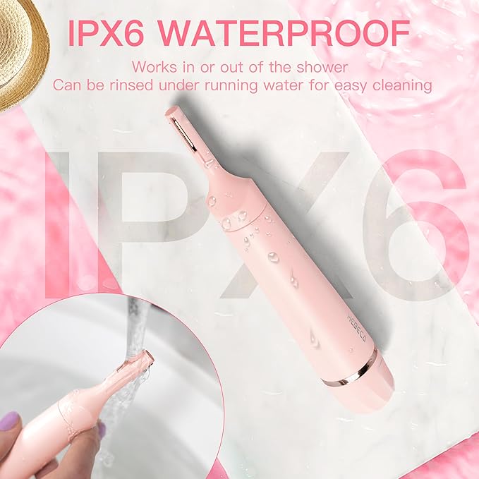 Nose Hair Trimmer for Women 3in1 Electric Eyebrow Trimmer Waterproof Facial Hair Removal Rechargeable Hair Shaver Razor for Nose Ear Eyebrow Peach-Fuzz Lips Chin FT3001 Pink (Pink)