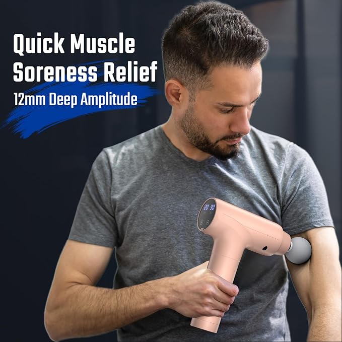 cotsoco Massage Gun Deep Tissue Muscle Massage Gun Back Massager for Pain Relief 20 Speeds Handheld Electric Massager Tool with Silent Brushless Motor Suitable for Gym Office Home Travel