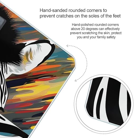 Abstract Animal Zebra Scale for Body Weight Safe Rounded Corners Tempered Glass Digital Bathroom Scale LED Display 400lb Capacity Weight Scales with High Precision Sensors