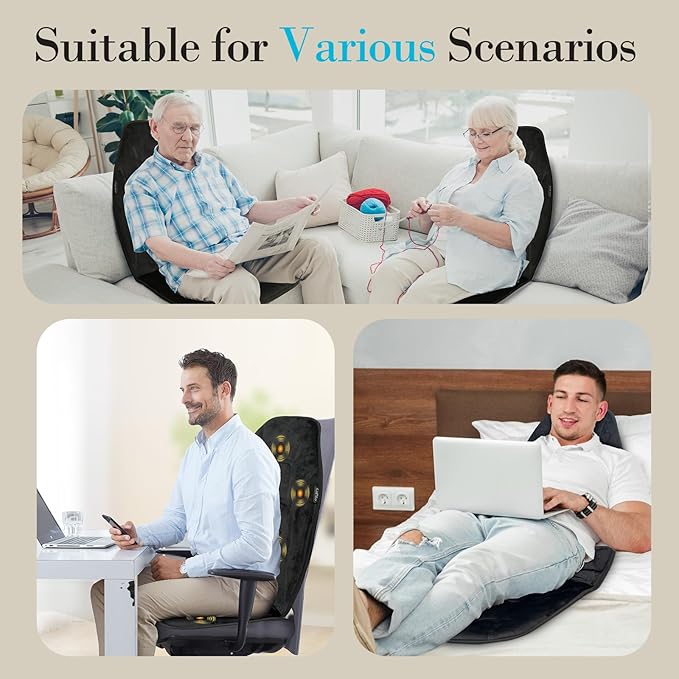 Chair Massager Cushion Back Massager with Heat Electric Seat Massage Pad Back Massage Chair Pad for Back Pain Relief 2 Heat Levels &amp 5 Vibrating Modes Christmas Gifts for Men Dad Mom Him Her