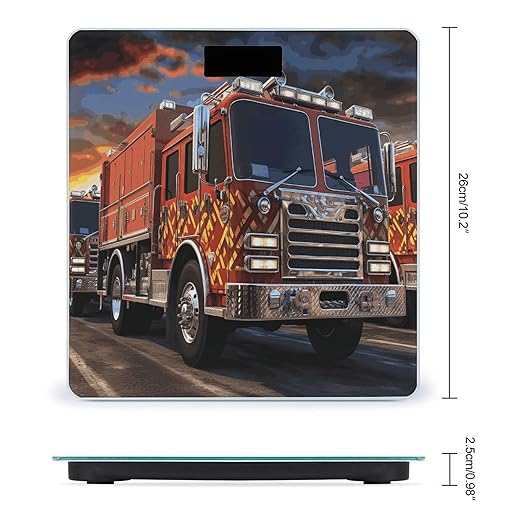 Fire Truck Bathroom Scale Ultra-Bright Liquid Crystal Screen Weight Scale Accurate Bathroom Body Scales for Body Weight Bathroom Pet Home Bedroom Gift-Giving