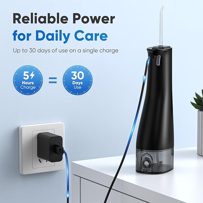 Water Flosser Cordless for Teeth Water Pick Oral Irrigator with U Shaped Nozzle 40–150 PSI DIY Mode 350ML Large Tank Rechargeable Portable Dental Flosser for Braces &amp Adults