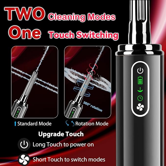 Upgrade Enema Anal Douche  Waterproof Touch Control Enemas-Douches for Men &amp Women Colon Cleanse Shower Enema Bulb-Bottles Kit Electric Rotating Nozzle Pressure Spray Two Douching ModesBlac