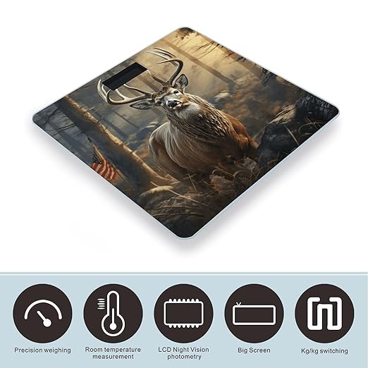 Deer Hunting Season Scale for Body Weight Highly Accurate Digital Bathroom Body Scale Digital Bathroom Scales for People Anti-Slip Large LCD Display Smart Scales
