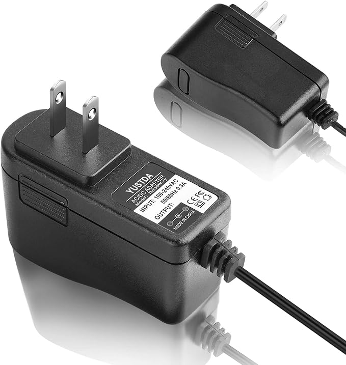 Yustda 2-Prong 5V AC/DC Adapter Replacement for MANSPOT HC-W003A Electric Ball Trimmer Shaver Waterproof Wet/Dry Groin &amp Body Trimmer DC5V 1A Power Supply Cord Charger