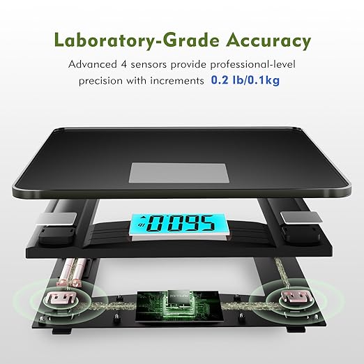 560lbs Bathroom Scale for Body Weight Over 500 lbs Accurate Digital Weighing Machine with Wide Platform 12.2 x 12.9 Large Backlit LCD DisplayHigh Capacity for Heavy Duty Seniors