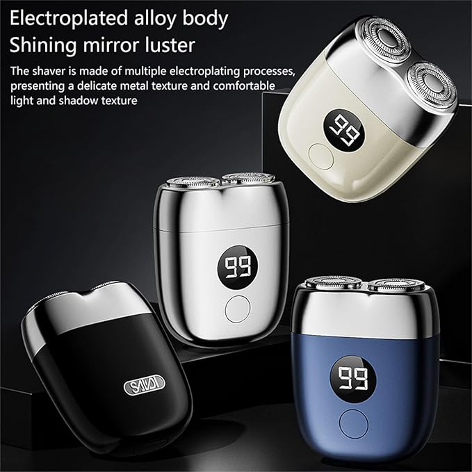 Electric Mini Shaver Pockets Razor Trimmer for Men Portable Wet and Dry Cordless Rechargeable Shaver Waterproof IPX7 Suitable for Travel Car Home Office Use (Silver)
