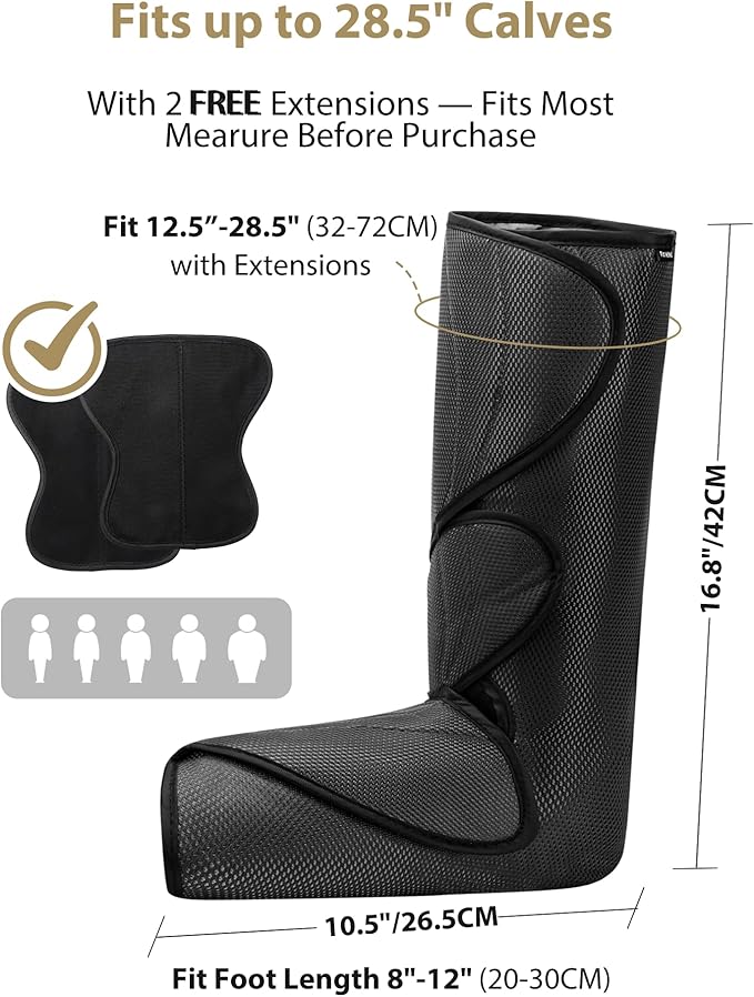 FIT KING Leg Massager for Circulation and Pain Relief Air Compression Leg and Foot Massager to Relieve Pain Swelling Edema with 2 Size Extensions- Great Gift for Wife Mom and Friend