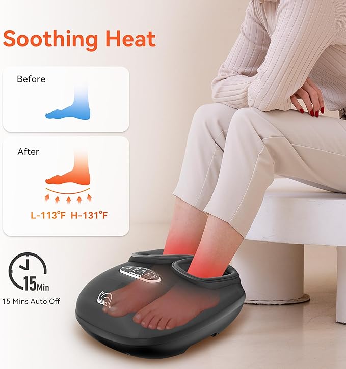 Snailax Shiatsu Foot Massager with Heat Deep Kneading Compression Vibration Feet Massager Machine for Plantar Fasciitis Neuropathy Foot Warmer Under Desk Size 13 Gifts for Men Women