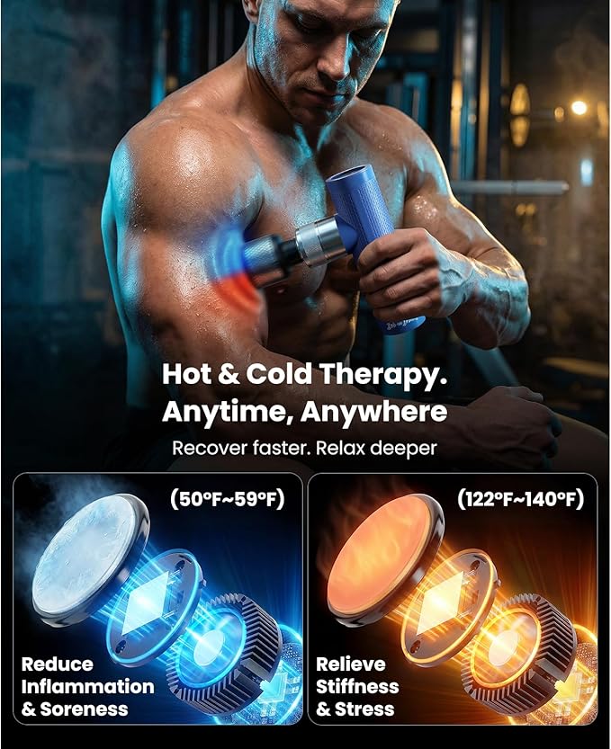 BOB AND BRAD A7 Pro Massage Gun with Heat &amp Cold Therapy for Back Pain &amp Recovery - 11mm Deep Tissue Portable Quiet Handheld Gun FSA-HSA Eligible with Case