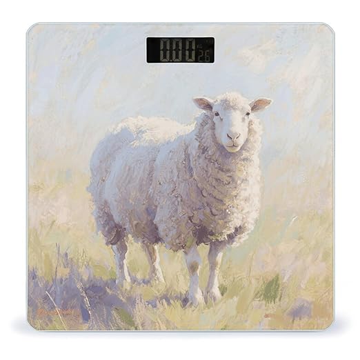 Watercolor Sheep Scale for Body Weight Sturdy Tempered Glass Weighing Scales with LCD Display Accurate Digital Bathroom Scale Convenient Body Fat Smart Scales Easy Read