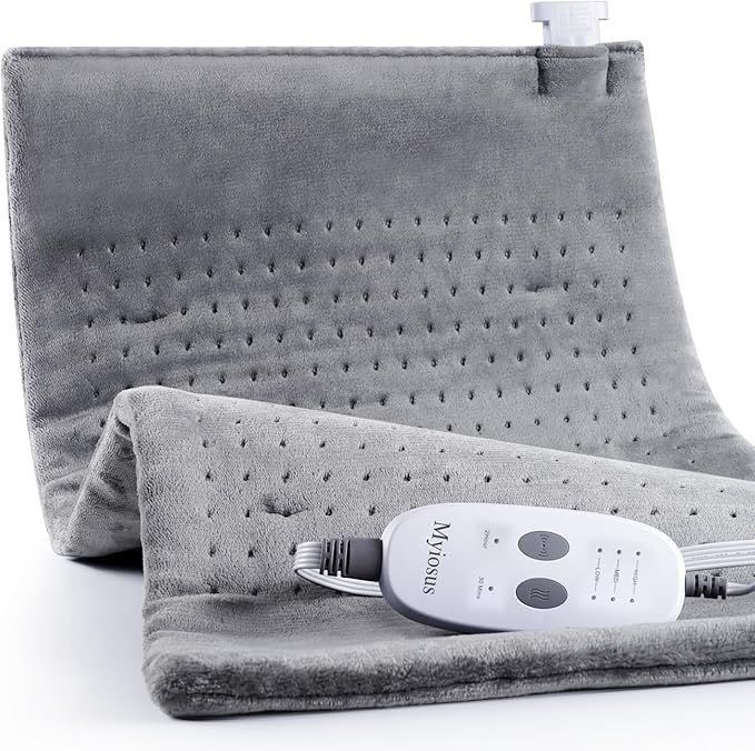 Massaging Weighted Heating Pad for Back Pain ReliefHeating Pads for Neck ShoulderCrampPortable Heated Pad with 3 Heat Settings &amp 6 Massage18 Relaxing CombinationsAuto Off20*24Light Grey