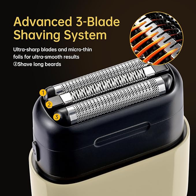Mini Steel Electric Foil Shavers for Men: Upgraded Mini Electric Razor– Portable Travel Shaver with IPX7 Waterproof Ultra-Long BatteryLife and Triple Blade Technology Mini Razor (Arctic White)