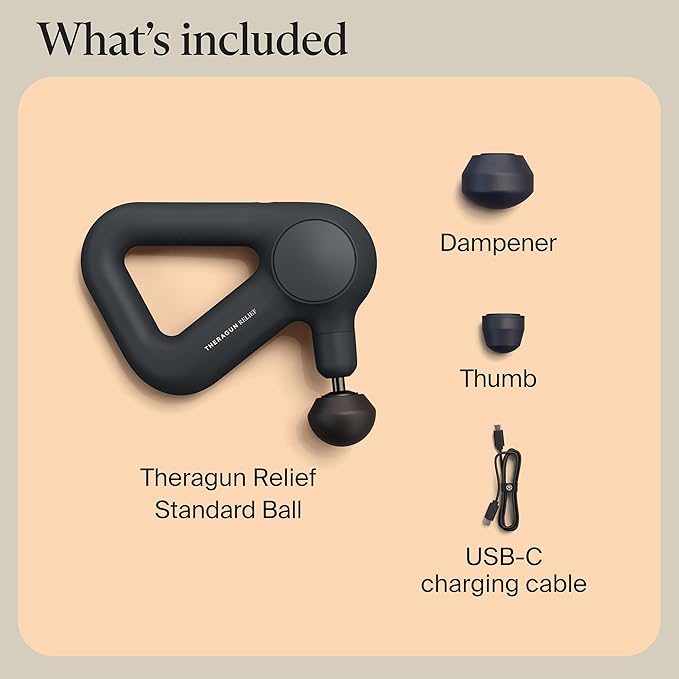 TheraGun Therabody Relief - Quiet Deep Tissue Therapy Massage Gun - Bluetooth Enabled Electric Percussion Massage Gun &amp Personal Massager for Pain in The Neck Back Leg Shoulder and Foot (Black