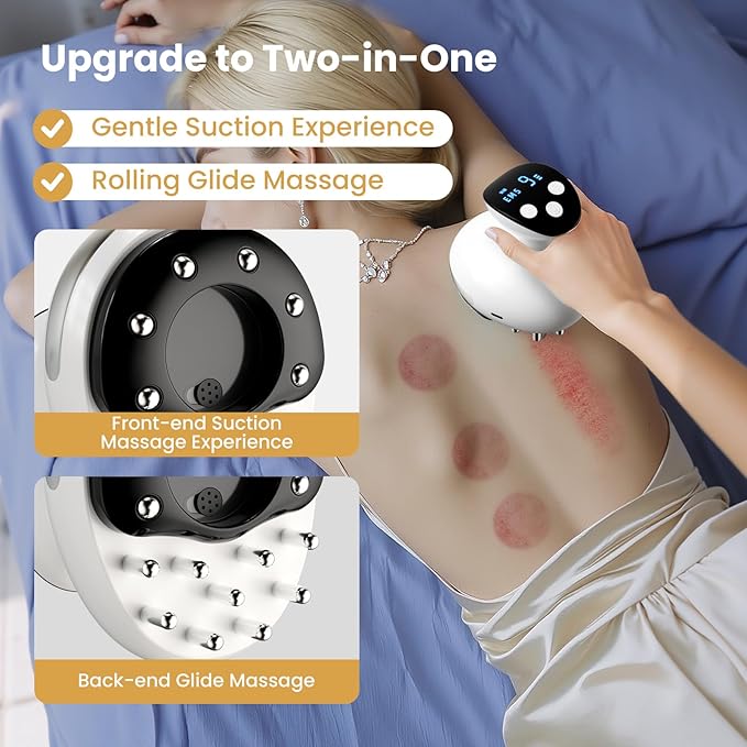Electric 2-in-1 Body Massager for Relaxation Smooth Edge Glide Massage &amp Comfort Suction with Heat for Legs Arms &amp Abdomen Home Wellness Tool White