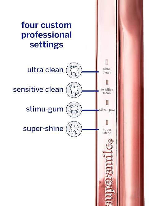 Supersmile Zina45™ Deluxe Sonic Pulse Toothbrush – Rechargeable Electric Brush with Angled Head &amp Travel Case – for Whiter Teeth and Healthier Gums