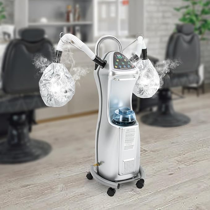 650W Standing Hair Steamer Professional Hair Treatment Machine Hooded Heating Steam Cap Hair Processor with Wheels Multifunctional Treatment-Heated Micro Mist Steamer for Spa Home Use