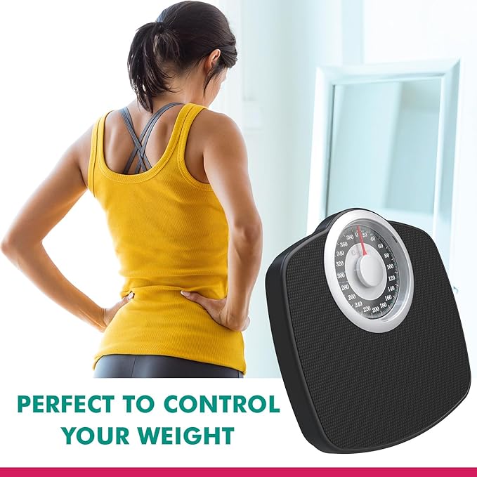 Adamson A25T Scales for Body Weight - Up to 400 LB - 5.3 Dial on 12.4 x 10.2 Platform - Anti-Skid Rubber Surface - High Precision Bathroom Scale Analog - Durable with 20-Year Assurance