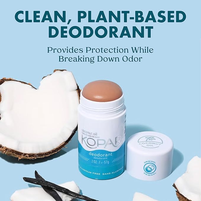 Kopari Aluminum Free Coconut Deodorant Non Toxic &amp Clean Plant-Based No Aluminum Parabens or Baking Soda Long Lasting Protection Beach 2 Pack