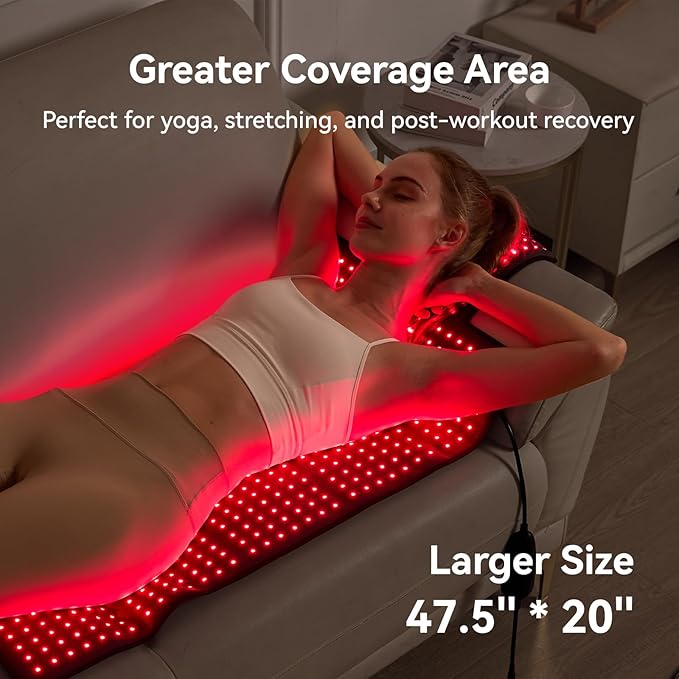Extra Large Red Light Therapy Mat High-Density LEDs Full Body Red Light Therapy 660nm &amp 850nm Dual Wavelengths Foldable Red Light Therapy Blanket with Timer 47.5 x 20