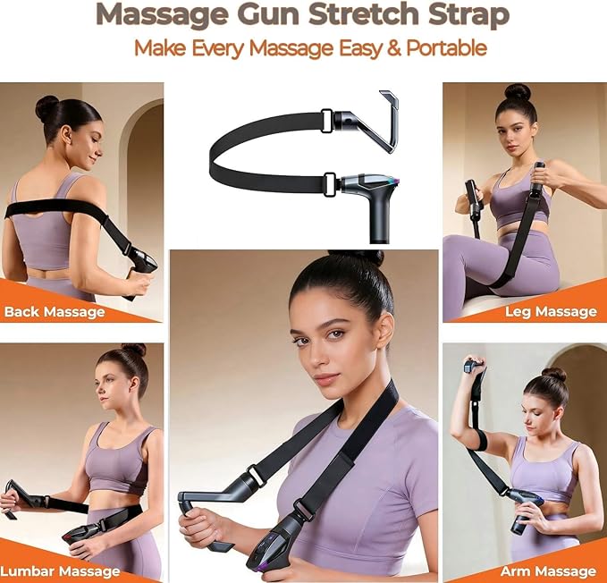 3-in-1 Detachable Deep Tissue Massage Gun with Heat &amp Extension Handle Percussion Muscle Massager for Arms Shoulders BackWaist Portable &amp Quiet for Home Gym &amp Office 12 Adjustable S