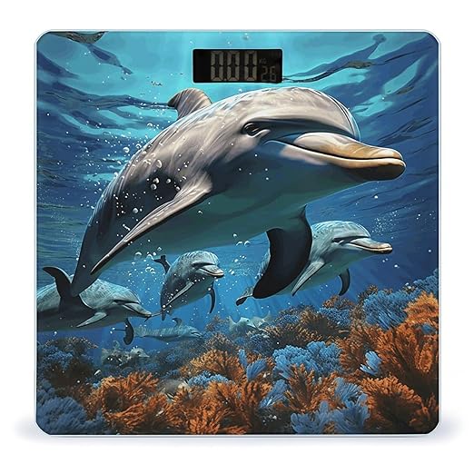 Dolphins Digital Bathroom Scale for Body Weight Weighing Scale with Backlit LCD Display High Precision Measurements &amp Measures Weight Up to 180kg