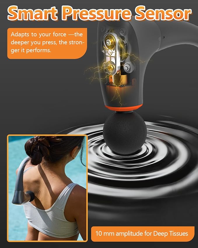 Convertible Massage Gun Deep Tissue for Back Neck Muscle Pain Relief - Electric Handheld Percussion Shoulder Massager Tool with Detachable Long Handle Portable CaseFSA-HSA Eligible