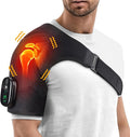 Cordless Heated Shoulder Brace with Vibration 3 Heat &amp Massage Settings Shoulder Heating Pad for Pain Relief Adjustable Shoulder Warmer for Men and Women(Black)