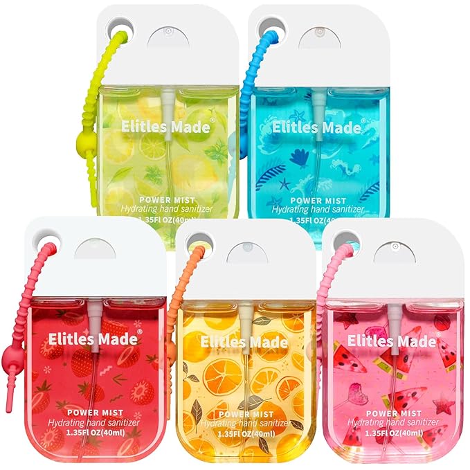 Hand Sanitizer Spray 5Pack Spray Hand Sanitizer Travel Size With Keychain Scented Power Mist Teen Girl Gifts1.35FL.OZ(WatermelonLemonStraberryCitrusOcean