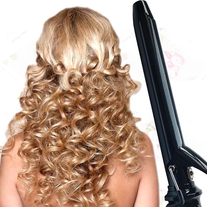 abp 1.25 Inch Curling Iron Extra Long Barrel with Ceramic Coating for Long/Medium Hair1 1/4 INCH LCD Display Instant Heat up to 450°F with clampHair Style Tool Girls &amp Women