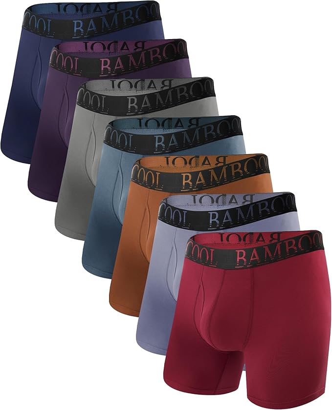 BAMBOO COOL Men's Ultra ComfortSoft Underwear Moisture Wicking &amp Breathable No Ride Up Boxer Briefs with Fly Multipack