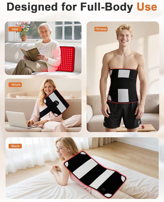 Red Light Therapy for Body Large 24 x 12 Infrared Light Therapy Mat with Timer 660nm 850nm Red Light Pad with 3 Modes &amp 5 Brightness Levels Wearable Ideal Gift for Women&ampMen(24x12)