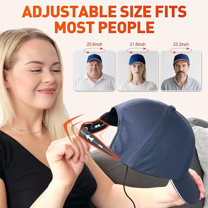 Red Light Cap Red Light Hat for Head 630nm 850nm 940nm Infrared Light Cap Adjustable Size and Pulse Mode