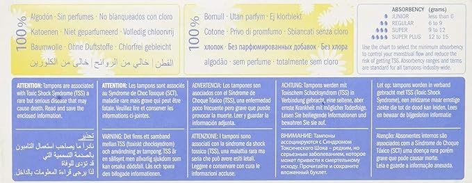 Natrcare Tampons Non-Applicator Regular 20 Ct Set of 4