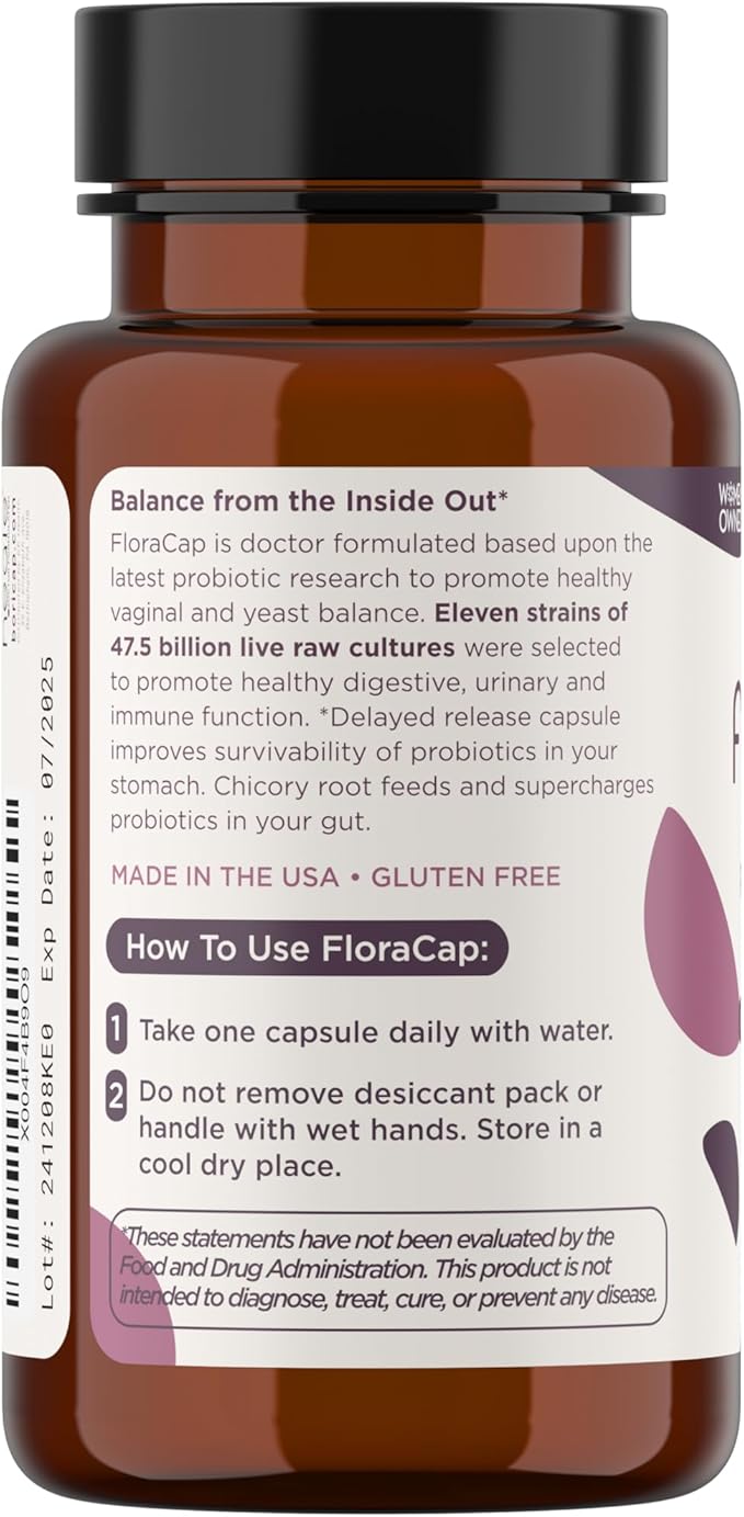 FloraCap Vaginal Probiotics for Women - 30 Oral Capsules - Heale Doctor Formulated Probiotics for Feminine Health pH Urinary Tract &amp Healthy Vaginal Flora - Reduce Odor Itching &amp Discomfor
