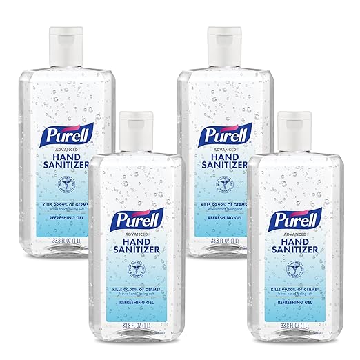 PURELL Advanced Hand Sanitizer Refreshing Gel 1-Liter Flip-Cap Bottle (Pack of 4) - 9683-04