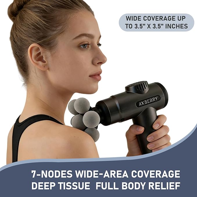 AxBerry Massage Gun Deep Tissue Body Massager Percussion Massage Gun Handheld Massage Gun for Back Shoulder Muscle Pain Relief Portable Quiet Professional Muscle Gun Mini Massager