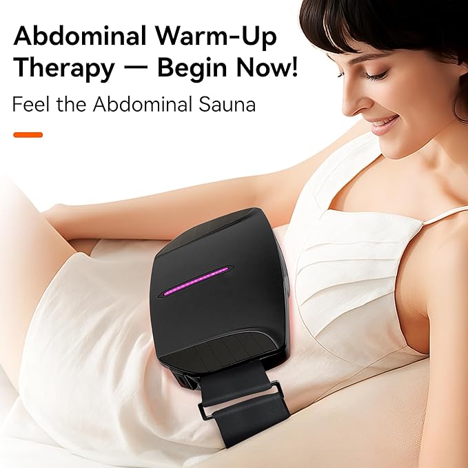 Dual Kneading Disc Abdominal Massager with Heat - Stomach Massager for Digestion Belly Cellulite Machine for Flattening Belly &amp Muscle Relief Relieves Discomfort Caused by Period Cramps Gas (bl