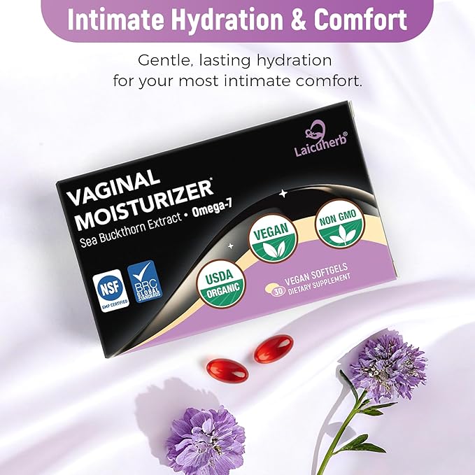 Vaginal Moisture Oral Soft Gel Capsules for Dryness &amp Moisture Organic Sea Buckthorn Oil Capsules Nourishing Wetness &amp Hydration USDA-Certified Women Sea Buckthorn Vaginal Moisturizer Omega