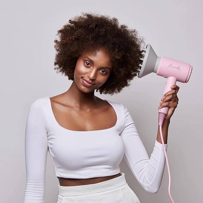 Mermade Hair Dryer - Blow Dryer Hairdryer Curly Hair Dryer Professional Blowdryer for Fast Drying Styling Blowout Compact &amp Portable Works on All Hair Types - Pink (Pack of 1)
