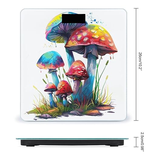 Colored Mushrooms Scale for Body Weight Highly Accurate Digital Bathroom Body Scale Digital Bathroom Scales for People Anti-Slip Large LCD Display Smart Scales