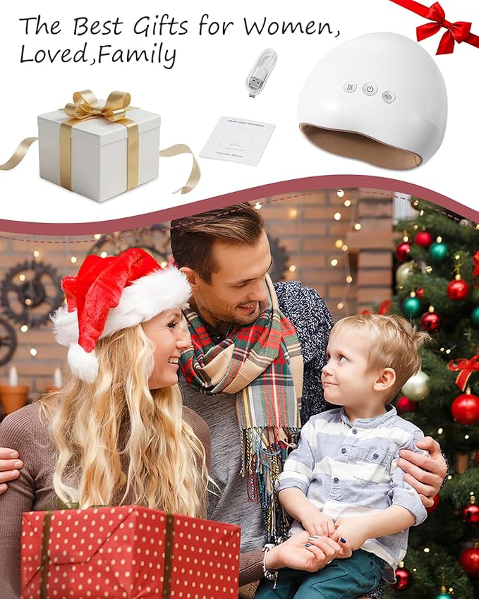 LOFICOPER Electric Hand Massager Cordless Hand Massager with Heat and Compression 3 Intensity Levels Rechargeable Hand Massage Tool for Men Women Relaxation