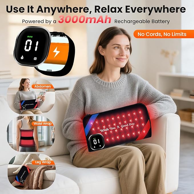 Red Light Therapy for Hands &amp Wrists Cordless Dual-Hand Infrared Therapy Muff with 80 Dual-Wavelength LED Beads (660nm &amp 850nm) 5 Therapy Modes 3000mAh Battery for Full-Coverage Pain Relief