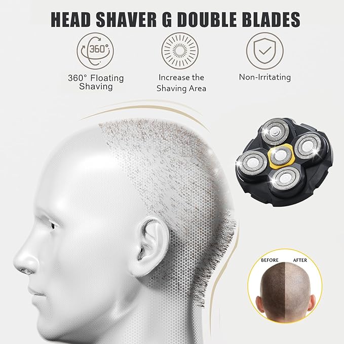 Shaver Replacement Heads Compatible with Microtouch Titanium Head Shaver for Bald Men 2 Pack