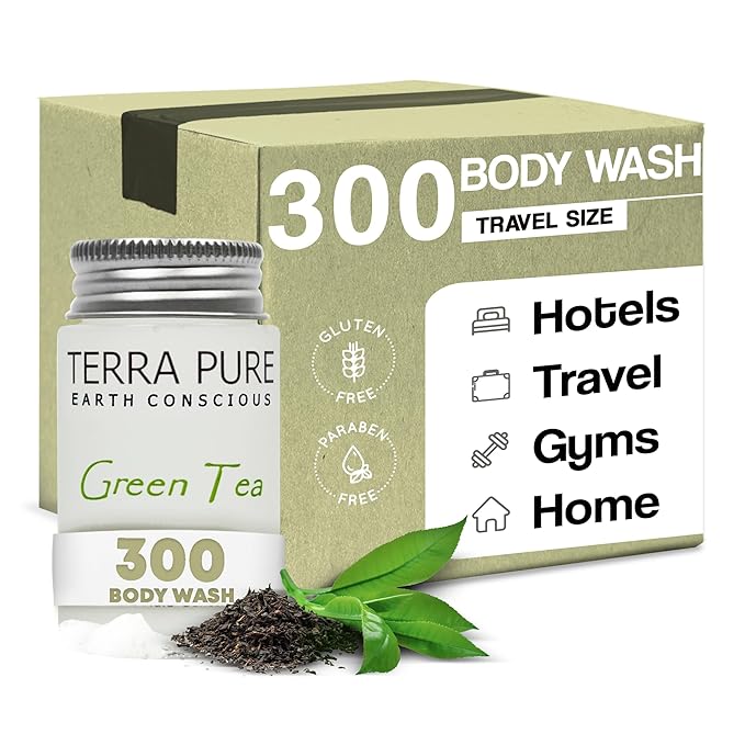 Terra Pure Green Tea Body Wash 1.2 oz. In Jam Jar With Organic Honey And Aloe Vera (Case of 300)