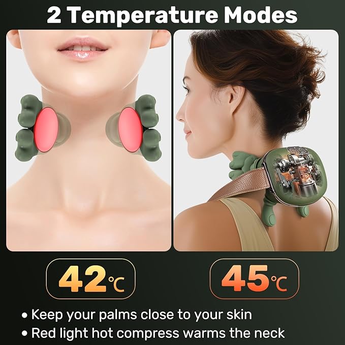 Neck &amp Shoulder Massager Shiatsu Deep Tissue with Heat Cordless Rechargeable Electric Massage Pillow Hand-Like Kneading for Neck Pain Relief Muscle Soreness Portable for Home Office Travel G