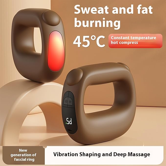 Cordless Electric Body Massager Hands-Free Rechargeable Back Massage Heatable Abdomen Massager Portable Massage Tool for Women Men Brown Color