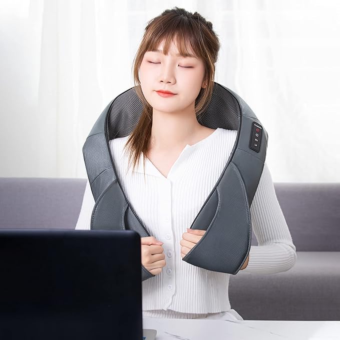 TRIDUCNA Shiatsu Neck Back and Shoulder Massager with Heat - Electric Deep Tissue 3D Kneading Massage Pillow for Lower Back Calf Legs Full Body Muscle Relaxation Home Office and Car Use